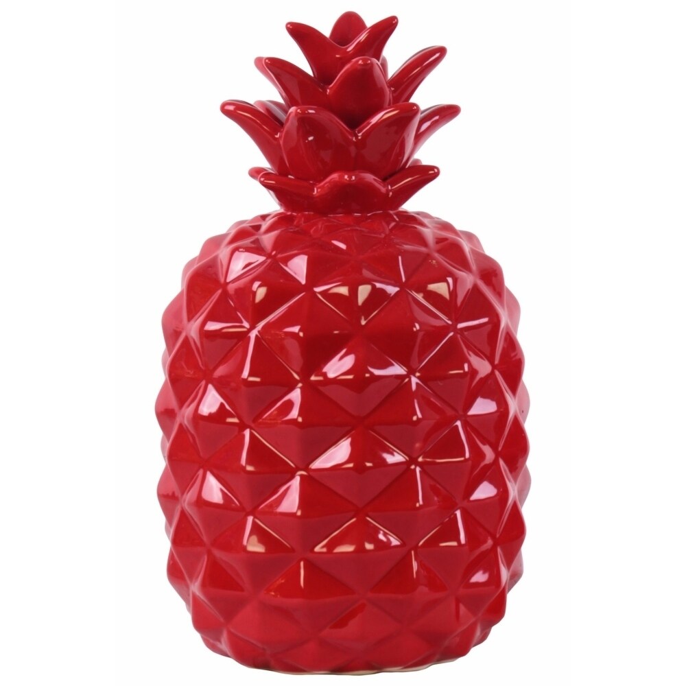 Elegant Ceramic Pineapple Figurine- Large- Red