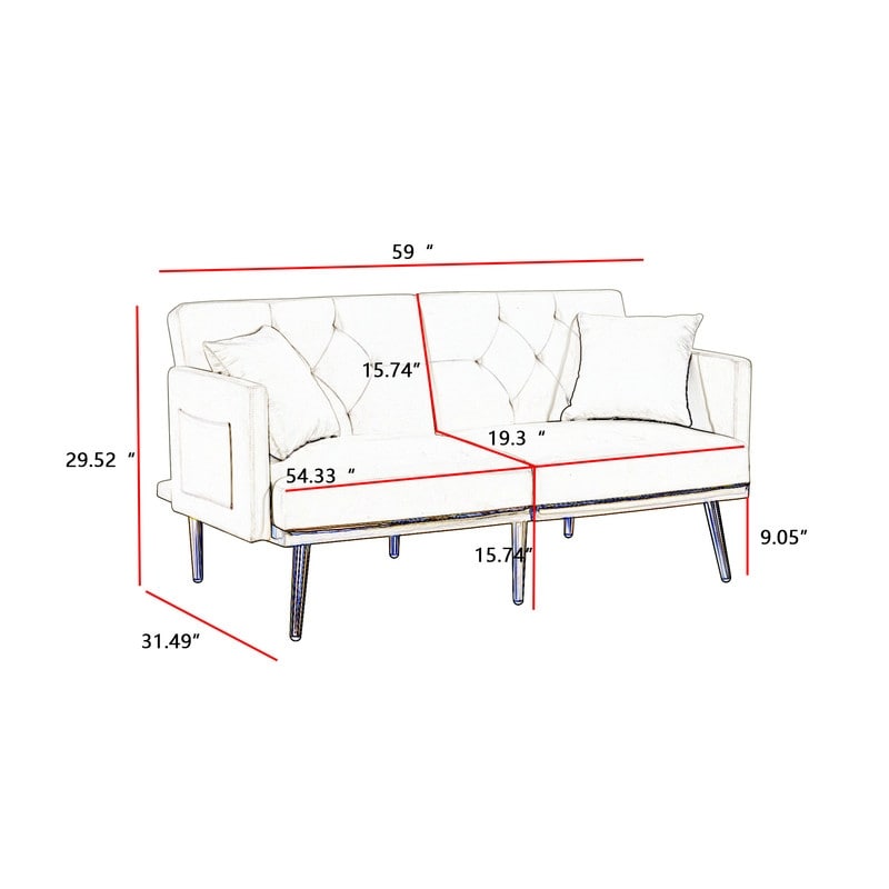 Elegant Convertible Multi-functional Sleeper Sofa Bed,2 Seat