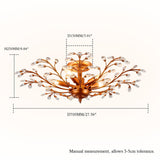 Elegant Crystal Leaves Antique Copper Semi Flush Mount Chandelier