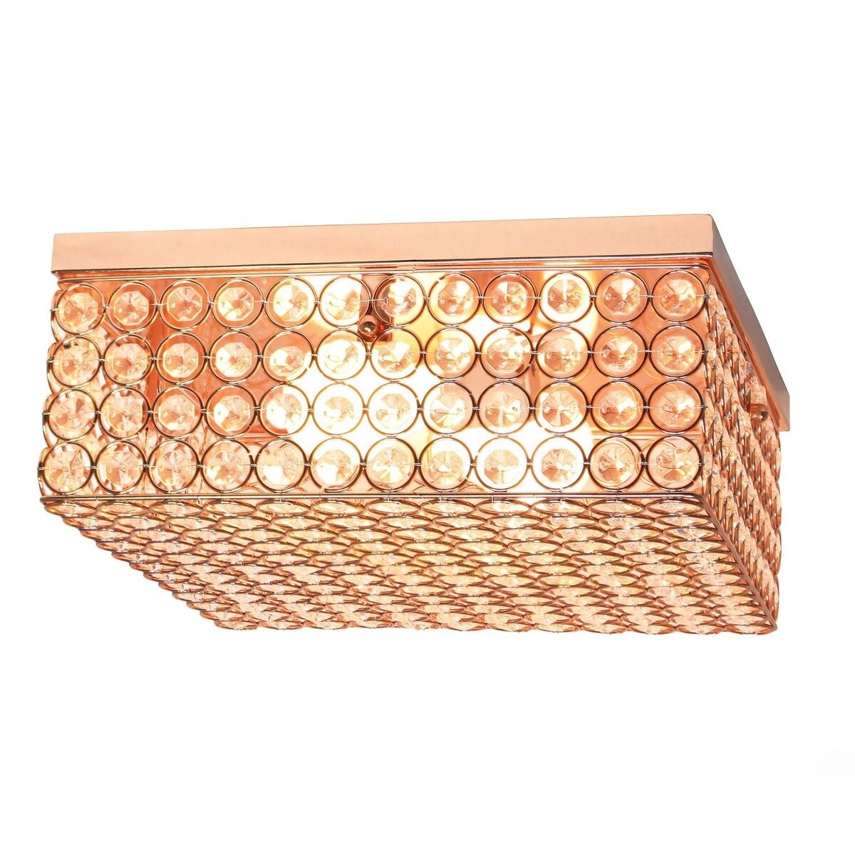 Elegant Designs 12 Inch Elipse Crystal 2 Light Square Ceiling Flush Mount - 12 x 12 x 5 in
