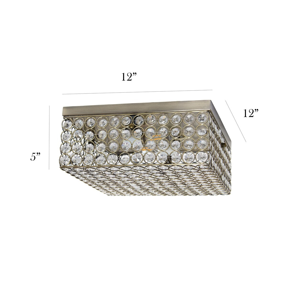 Elegant Designs 12 Inch Elipse Crystal 2 Light Square Ceiling Flush Mount - 12 x 12 x 5 in