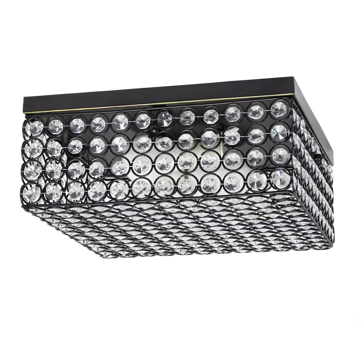 Elegant Designs 12 Inch Elipse Crystal 2 Light Square Ceiling Flush Mount - 12 x 12 x 5 in