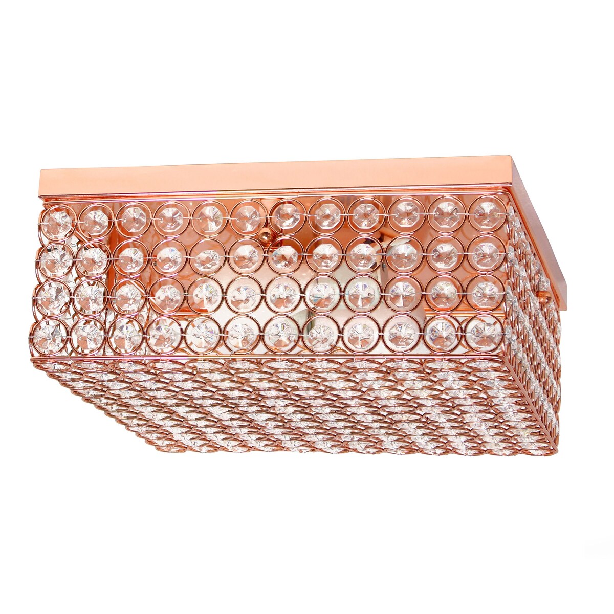 Elegant Designs 12 Inch Elipse Crystal 2 Light Square Ceiling Flush Mount - 12 x 12 x 5 in