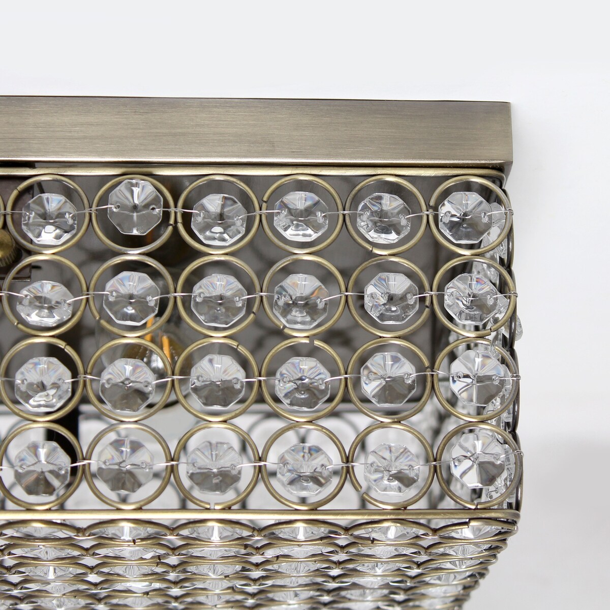Elegant Designs 12 Inch Elipse Crystal 2 Light Square Ceiling Flush Mount - 12 x 12 x 5 in