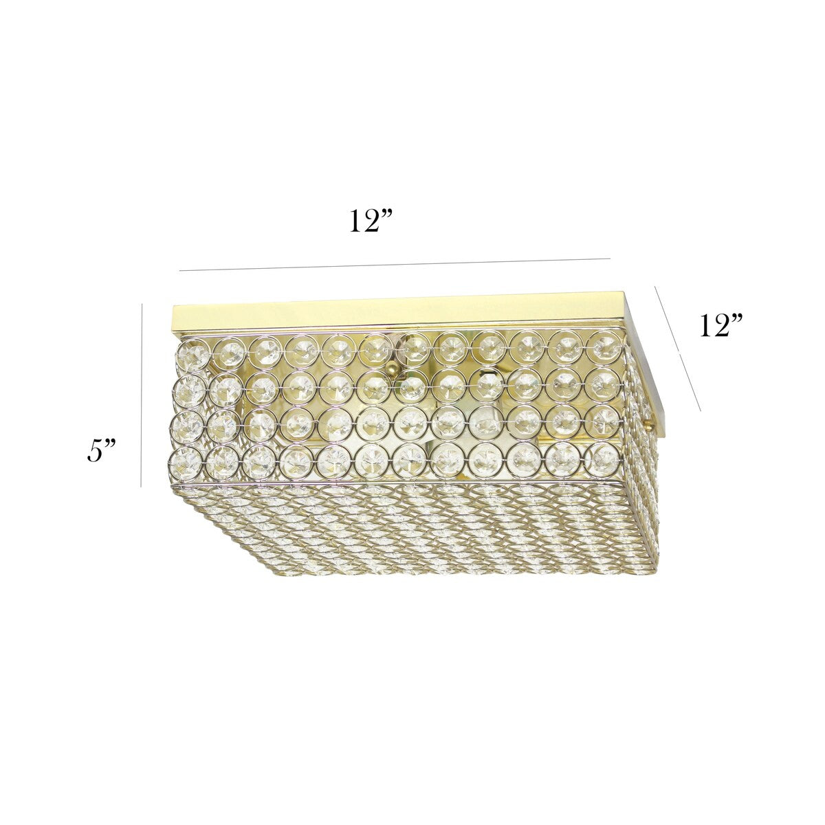 Elegant Designs 12 Inch Elipse Crystal 2 Light Square Ceiling Flush Mount - 12 x 12 x 5 in