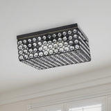 Elegant Designs 12 Inch Elipse Crystal 2 Light Square Ceiling Flush Mount - 12 x 12 x 5 in