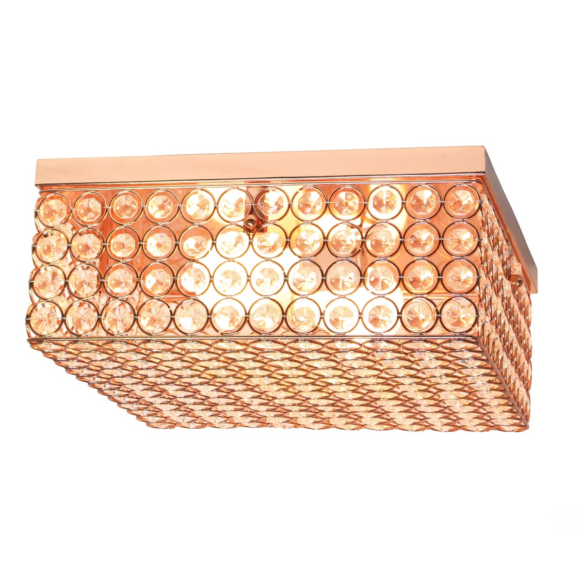 Elegant Designs 12 Inch Elipse Crystal 2 Light Square Ceiling Flush Mount - 12 x 12 x 5 in