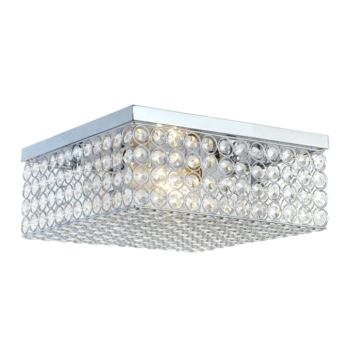 Elegant Designs 12 Inch Elipse Crystal 2 Light Square Ceiling Flush Mount - 12 x 12 x 5 in