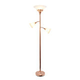 Elegant Designs 3 Light Floor Lamp Scalloped Glass Shades, Rose Gold - 13"L x 21.5"W x 71"H,