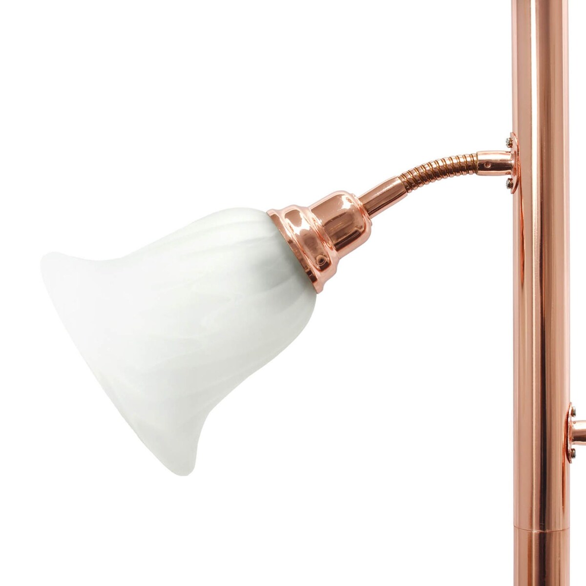 Elegant Designs 3 Light Floor Lamp Scalloped Glass Shades, Rose Gold - 13"L x 21.5"W x 71"H,