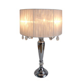 Elegant Designs Trendy Romantic Sheer Shade Table Lamp with Hanging Crystals - 16.5(L)16.5(W)31(H)