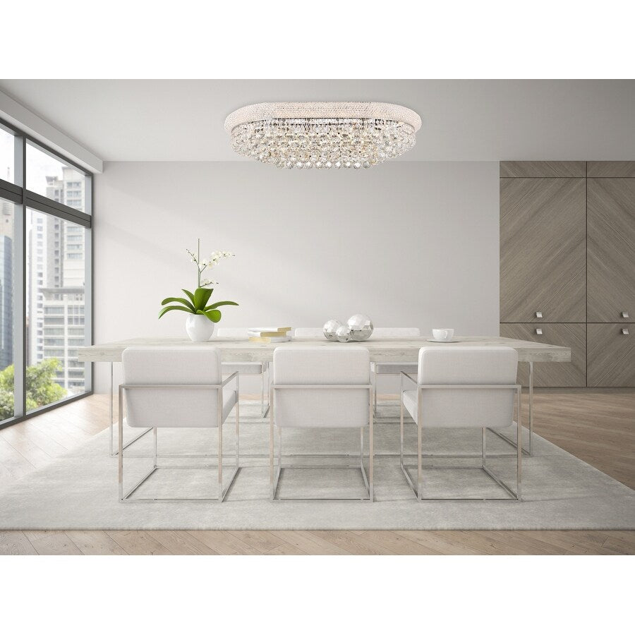 Elegant Lighting Chrome 36-inch Royal Cut Crystal Clear Flush Mount