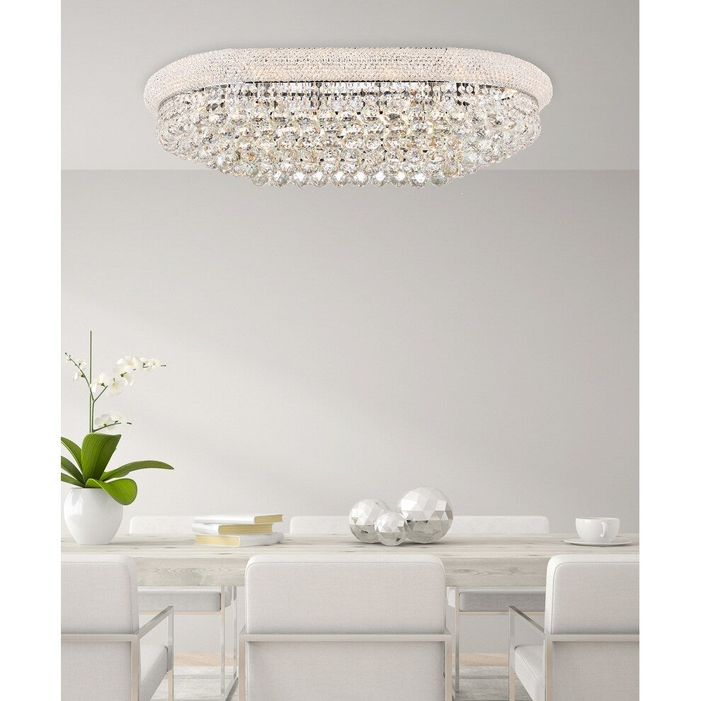 Elegant Lighting Chrome 36-inch Royal Cut Crystal Clear Flush Mount