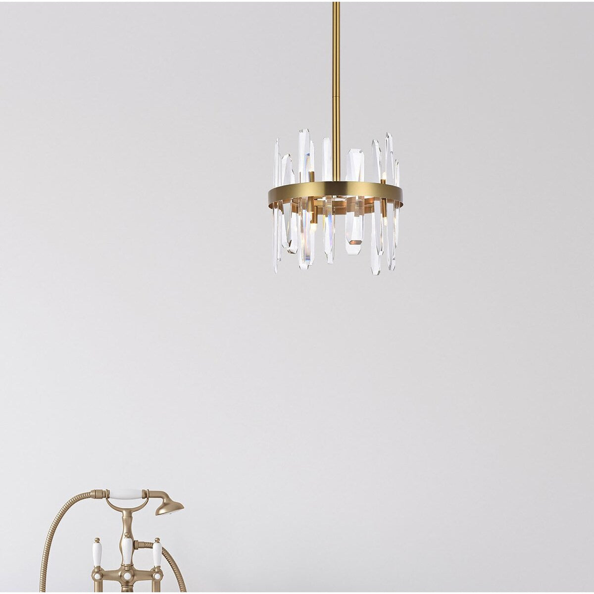 Elegant Lighting Serena 12 inch Crystal Round Pendant - Satin Gold - 12"Lx12"Wx12"H