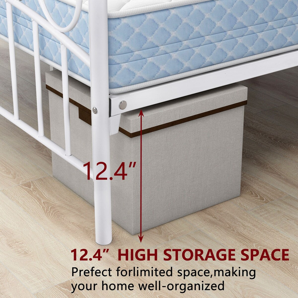Elegant Metal bed frame platform with headboard & footboard