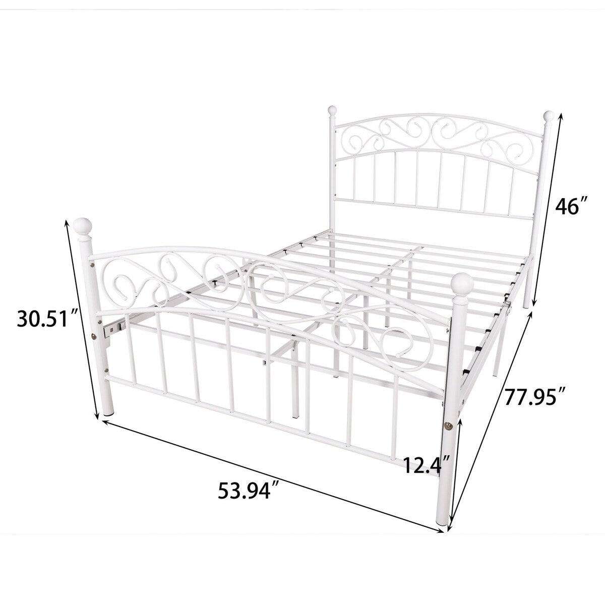 Elegant Metal bed frame platform with headboard & footboard