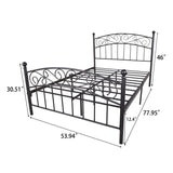 Elegant Metal bed frame platform with headboard & footboard