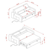 Elegant Minimalist Multi-functional Pull-Out Sleep Sofa Bed With Adjsutable Backrest,Storage Pockets,2 Soft Pillows