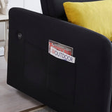 Elegant Minimalist Multi-functional Pull-Out Sleep Sofa Bed With Adjsutable Backrest,Storage Pockets,2 Soft Pillows