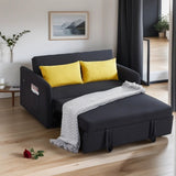 Elegant Minimalist Multi-functional Pull-Out Sleep Sofa Bed With Adjsutable Backrest,Storage Pockets,2 Soft Pillows