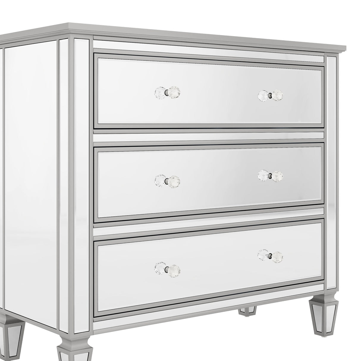 Elegant Mirrored Chest with 3 Drawers