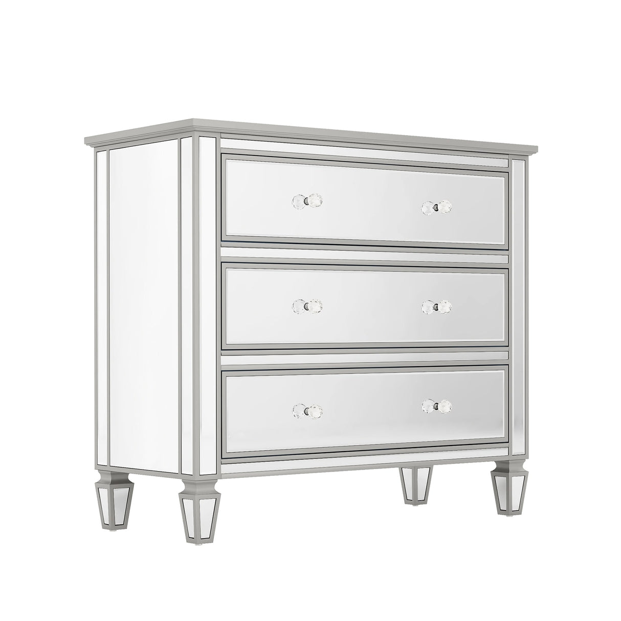 Elegant Mirrored Chest with 3 Drawers