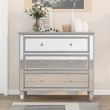Elegant Mirrored Chest with 3 Drawers