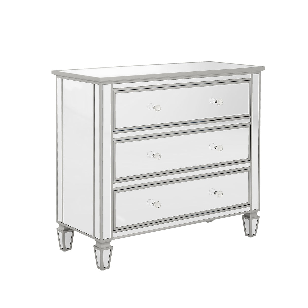 Elegant Mirrored Chest with 3 Drawers