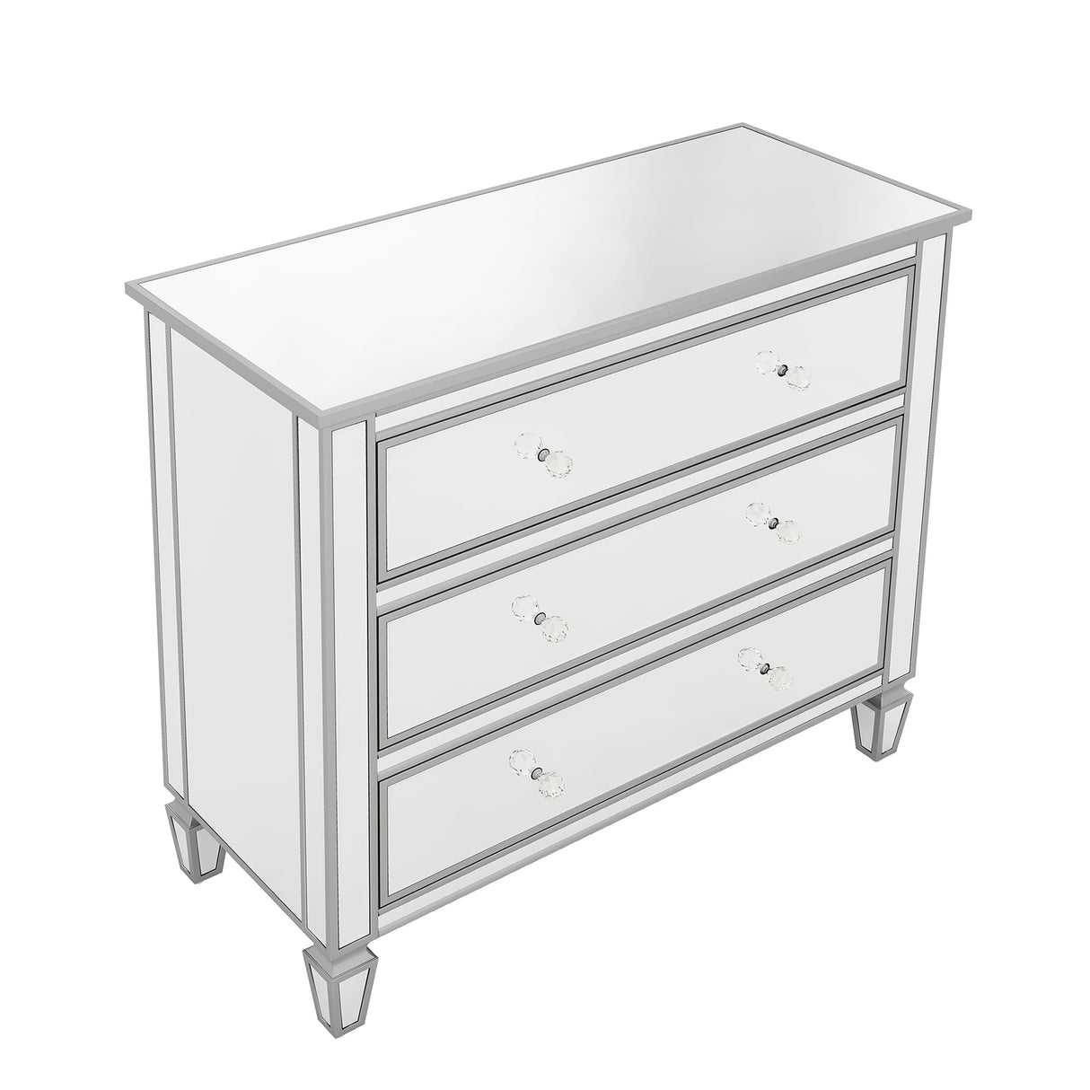 Elegant Mirrored Chest with 3 Drawers