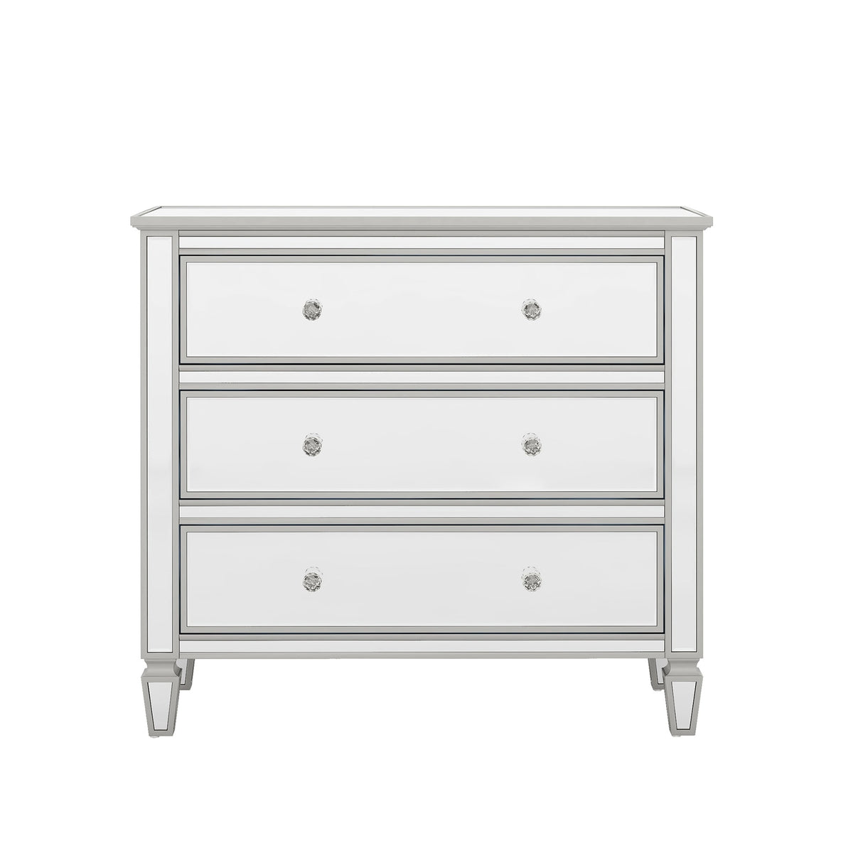 Elegant Mirrored Chest with 3 Drawers