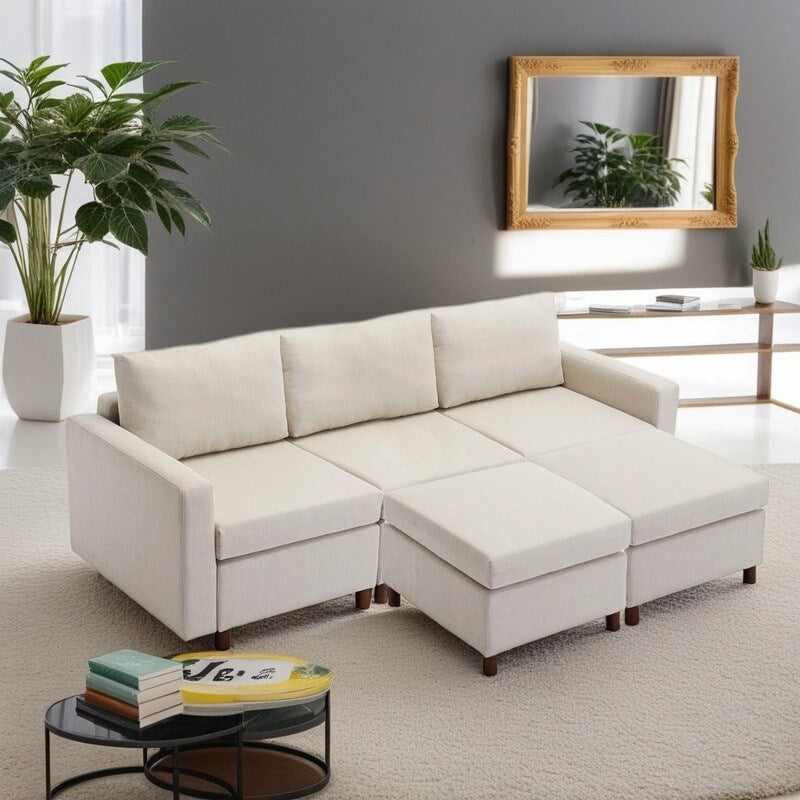 Elegant Module Sectional Sofa With 2 Ottoman,3 Seat