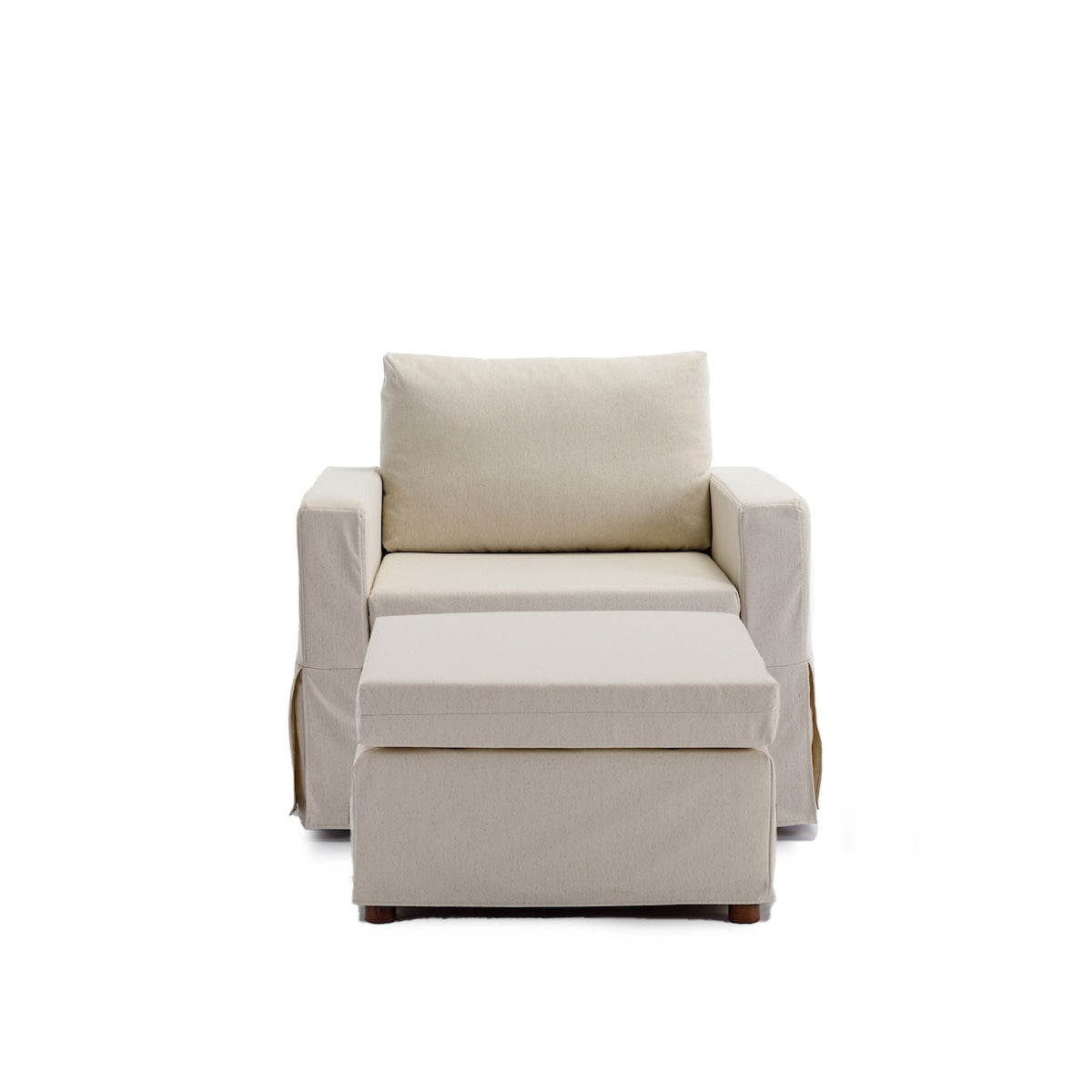 Elegant Module Single Sofa Chair Seat With Armrest And One Ottoman,Cushion Covers Non-removable and Non-Washable