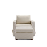 Elegant Module Single Sofa Chair Seat With Armrest And One Ottoman,Cushion Covers Non-removable and Non-Washable