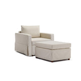 Elegant Module Single Sofa Chair Seat With Armrest And One Ottoman,Cushion Covers Non-removable and Non-Washable