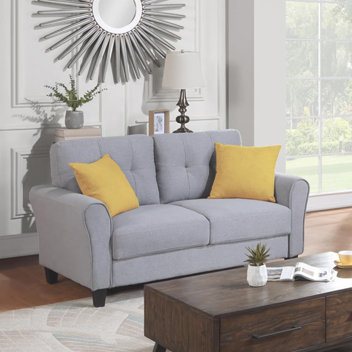 Elegant Polyester Living Room Sofa Set