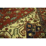Elegant Red Geo-floral Heriz Serapi Hand-knotted Wool Area Rug (9' x 12')