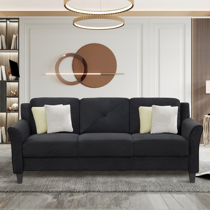 Elegant Three Seater Sofa with Memory Foam Cushioning and Durable Poly