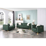 Elegant Tufted Velvet Upholstery Sofa: Nail Head Accents, Stainless-Steel Legs - Modern Design