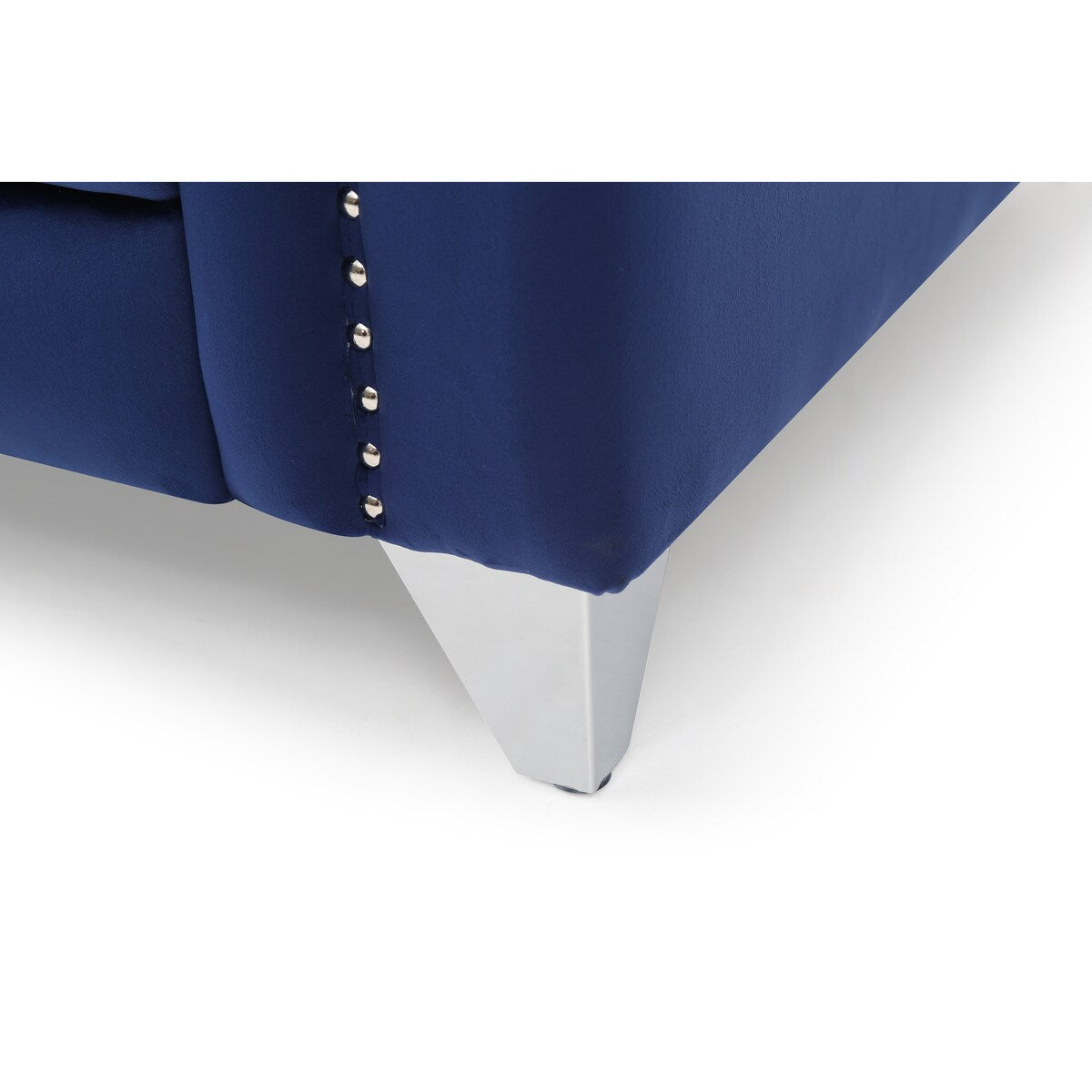Elegant Tufted Velvet Upholstery Sofa: Nail Head Accents, Stainless-Steel Legs - Modern Design