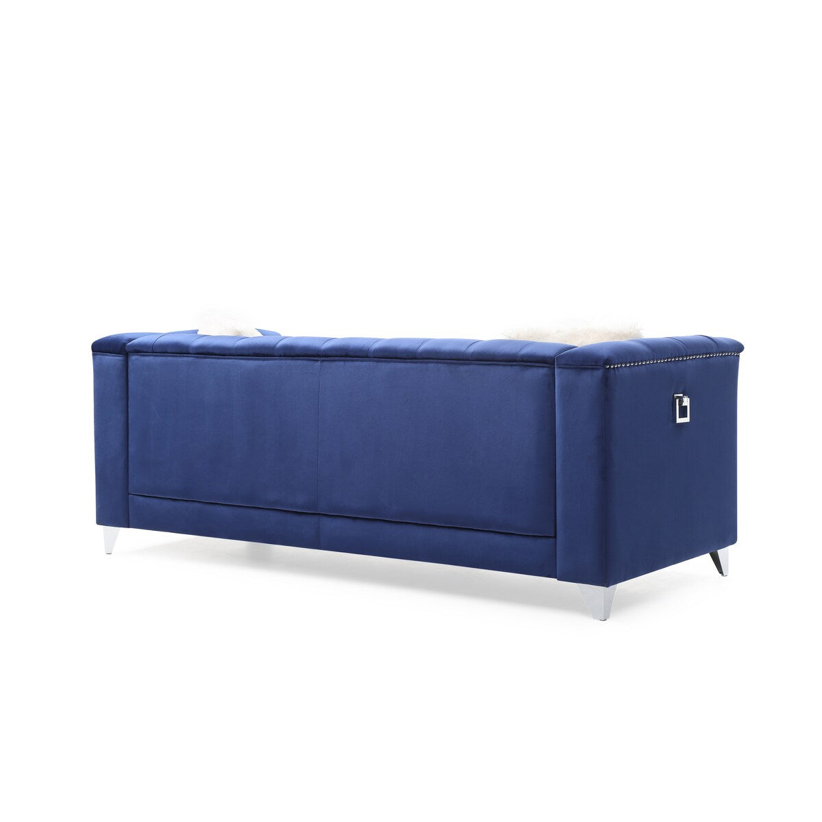 Elegant Tufted Velvet Upholstery Sofa: Nail Head Accents, Stainless-Steel Legs - Modern Design