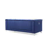 Elegant Tufted Velvet Upholstery Sofa: Nail Head Accents, Stainless-Steel Legs - Modern Design