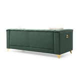 Elegant Tufted Velvet Upholstery Sofa: Nail Head Accents, Stainless-Steel Legs - Modern Design