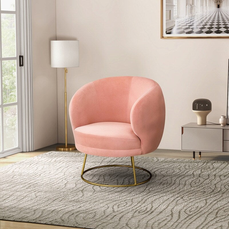 Elegant Tufting Velvet Barrel Chair for Living Room