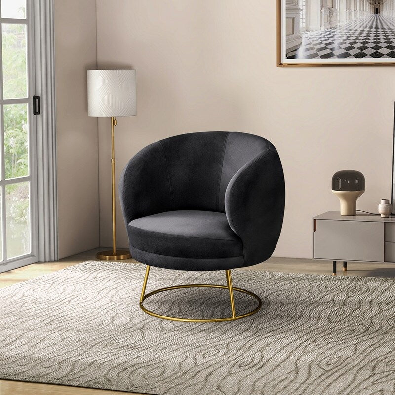 Elegant Tufting Velvet Barrel Chair for Living Room