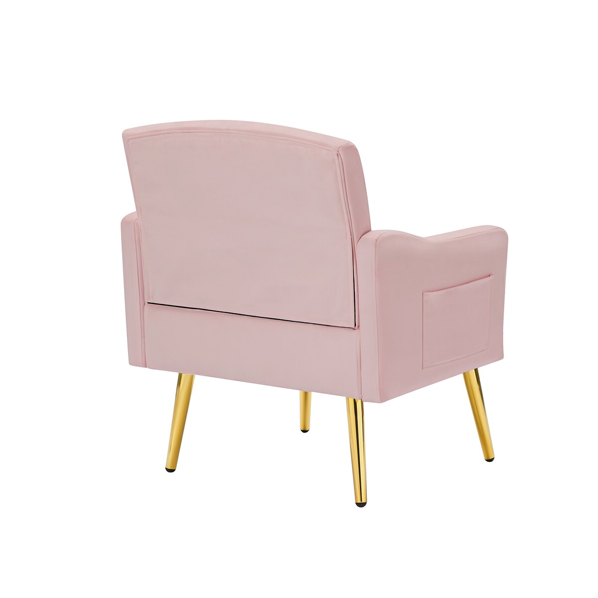 Elegant Velvet Armchair Accent Chair with Gold Metal Legs and 2 Handy Pockets