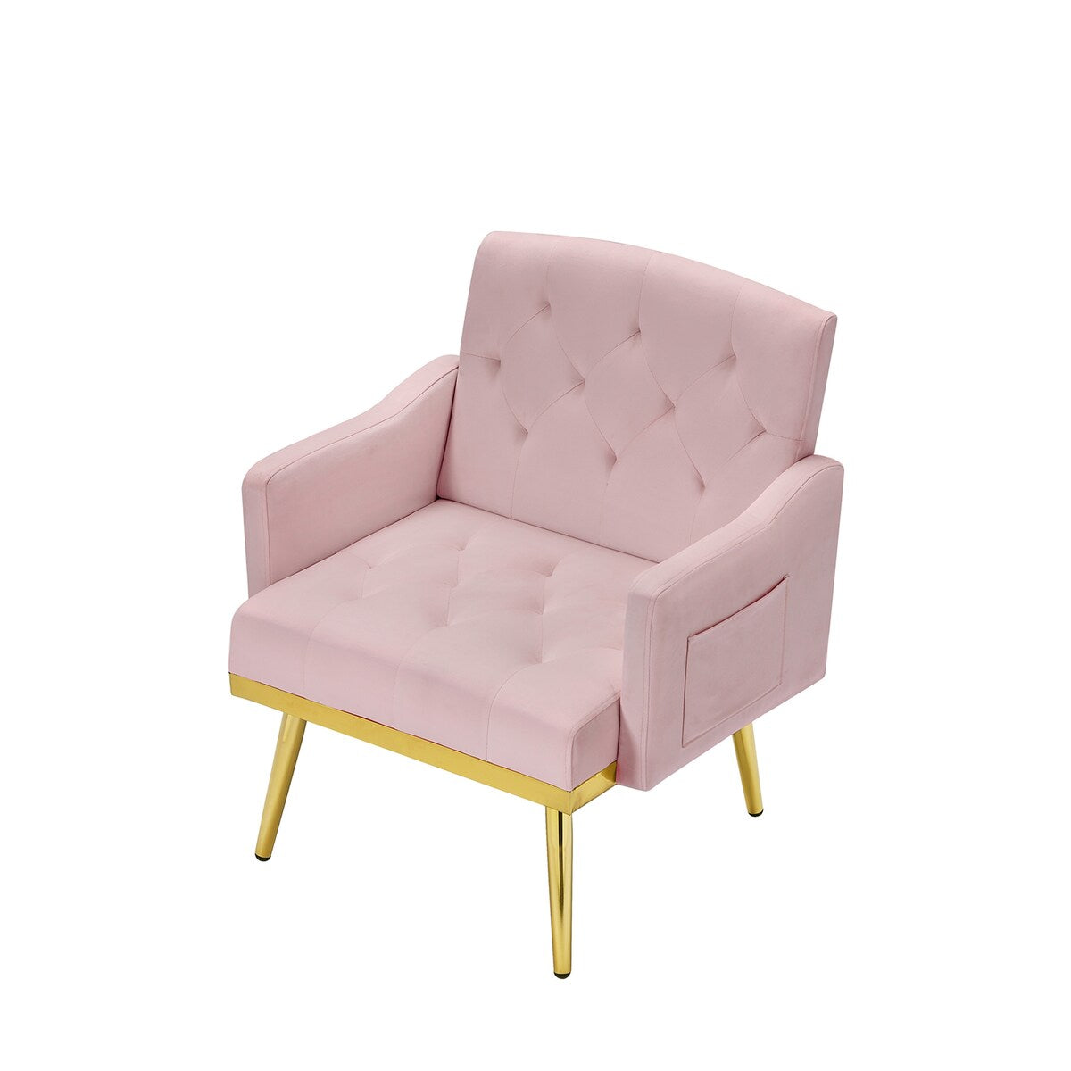 Elegant Velvet Armchair Accent Chair with Gold Metal Legs and 2 Handy Pockets