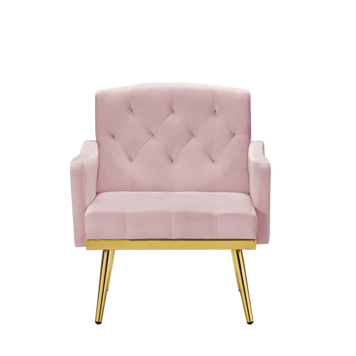 Elegant Velvet Armchair Accent Chair with Gold Metal Legs and 2 Handy Pockets
