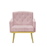 Elegant Velvet Armchair Accent Chair with Gold Metal Legs and 2 Handy Pockets