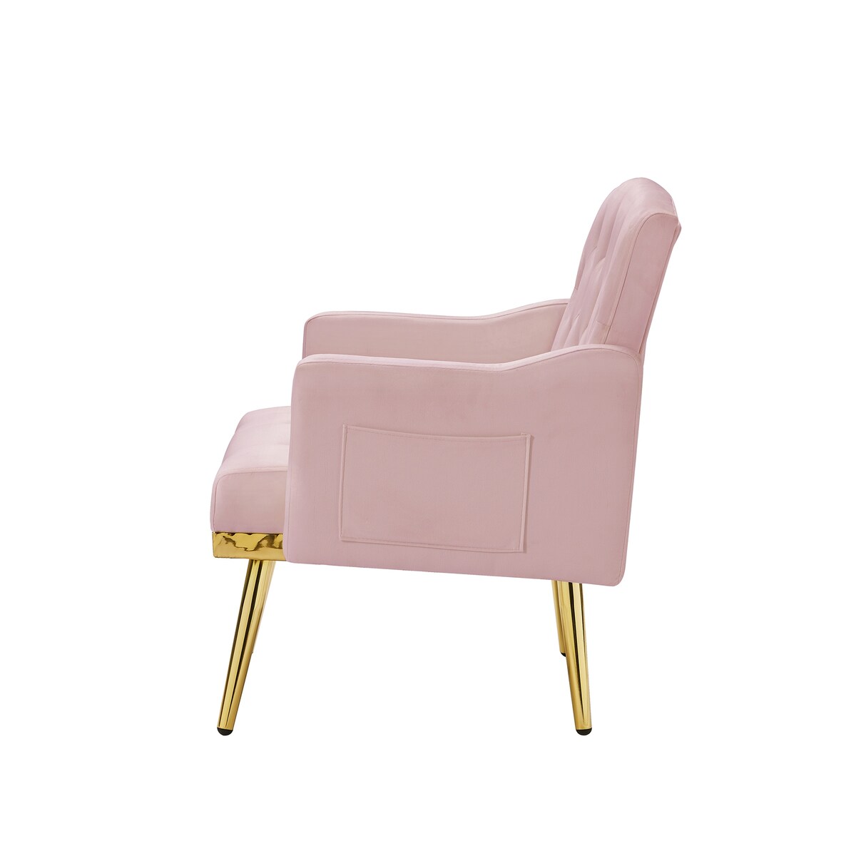 Elegant Velvet Armchair Accent Chair with Gold Metal Legs and 2 Handy Pockets