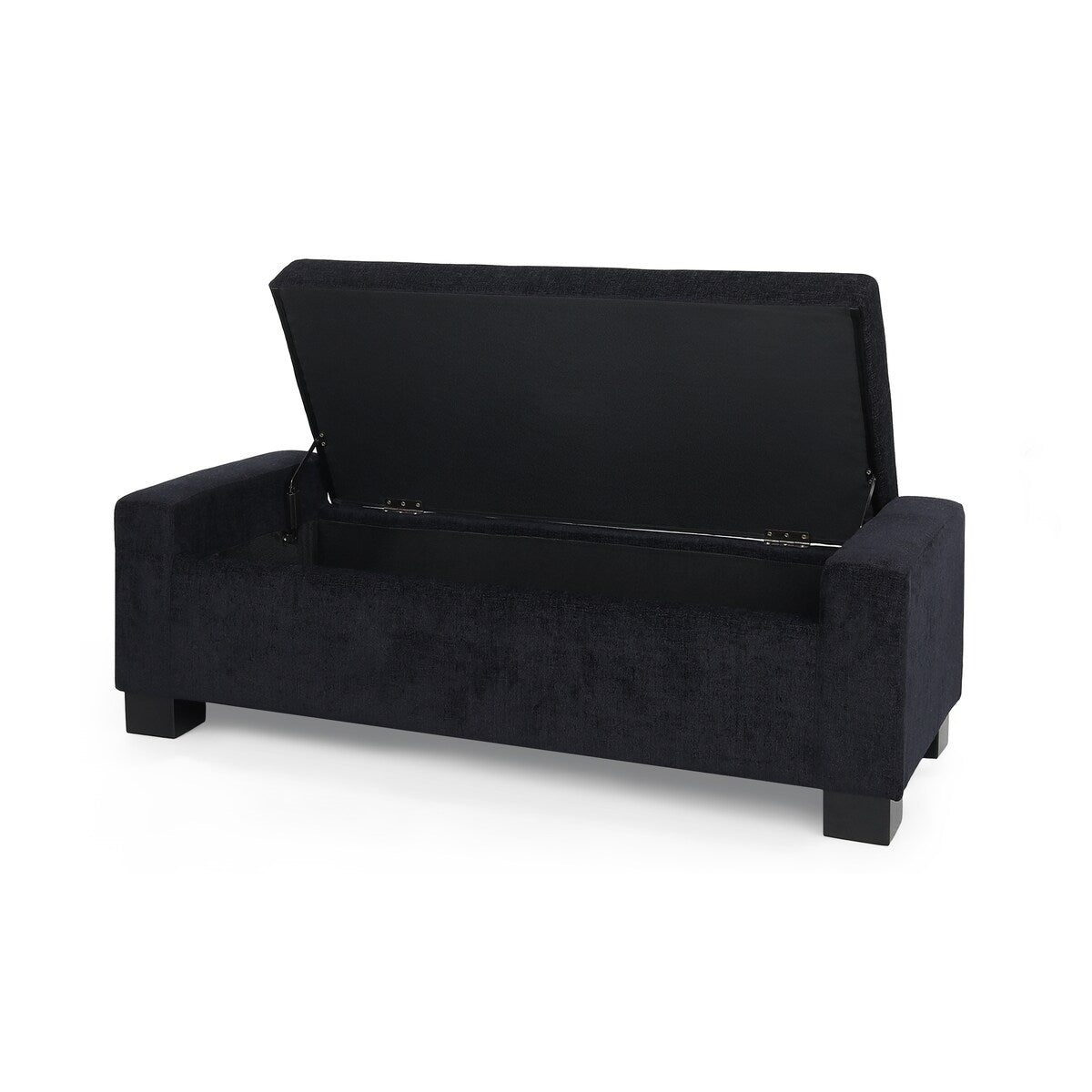 Elegant White Storage Ottoman with Flip-Lid & Birch Wood Legs